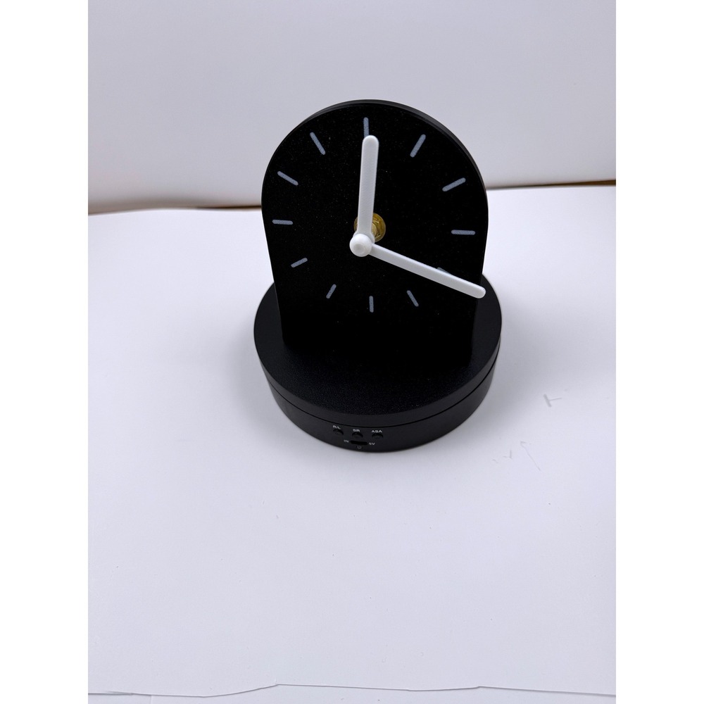 Modern 3D Printed Desk Clock Silent Quartz Movement Minimalist Black White